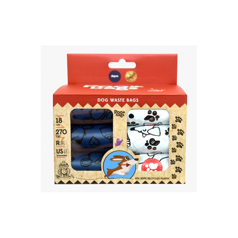 BOLSAS RECOGE HECES AZUL Y BLANCA PACK 18UND