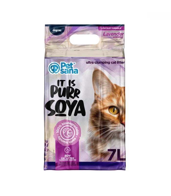 PetSana PURR SOYA – Pellets de Fibras de Soja Ultra Aglomerantes con aroma a lavanda